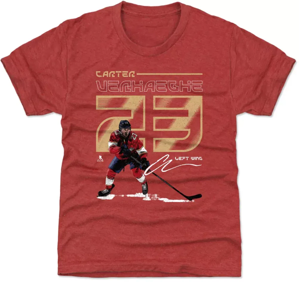 500 Level Florida Panthers Carter Verhaeghe #23 Number Red T-Shirt