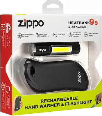 Zippo HeatBank 9s Rechargeable Hand Warmer and Flashlight Combo