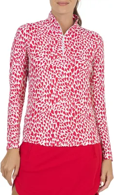 IBKUL Women's Long Sleeve Mock Neck Davina Golf Pullover