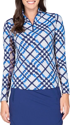 IBKUL Women's Long Sleeve Mock Neck Sonika Golf Pullover