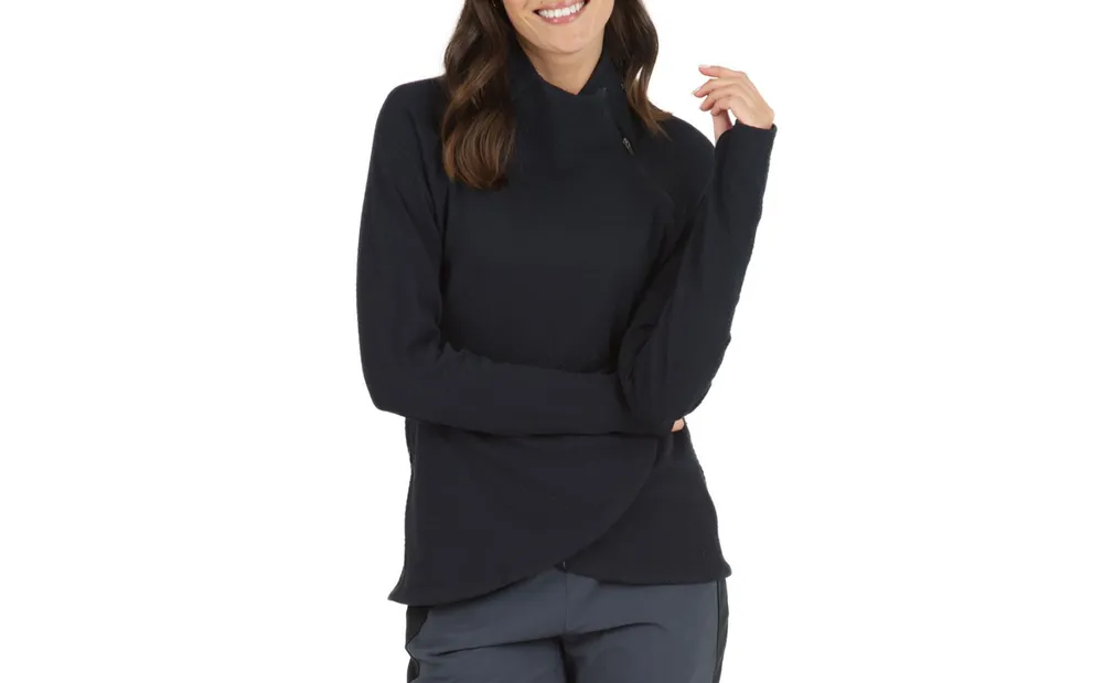 IBKUL Women's Long Sleeve Asymmetrical Mock Golf Pullover