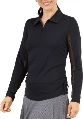 IBKUL Women's Adjustable Drawstring 1/4 Zip Golf Polo