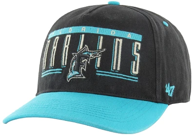 '47 Adult Miami Marlins Black Cooperstown Hitch Adjustable Hat