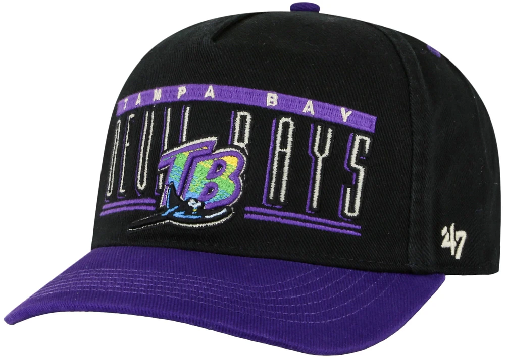 '47 Adult Tampa Bay Rays Black Cooperstown Hitch Adjustable Hat