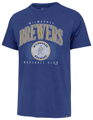 '47 Men's Milwaukee Brewers Blue Double Header Cooperstown Franklin T-Shirt