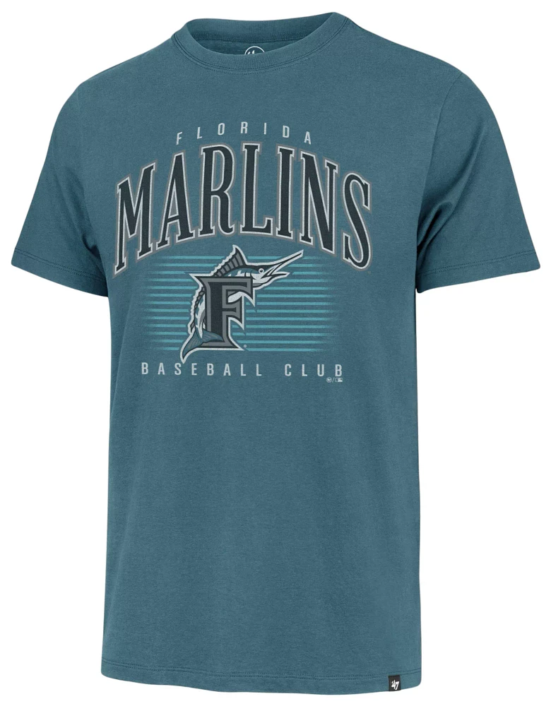 '47 Men's Miami Marlins Teal Double Header Cooperstown Franklin T-Shirt