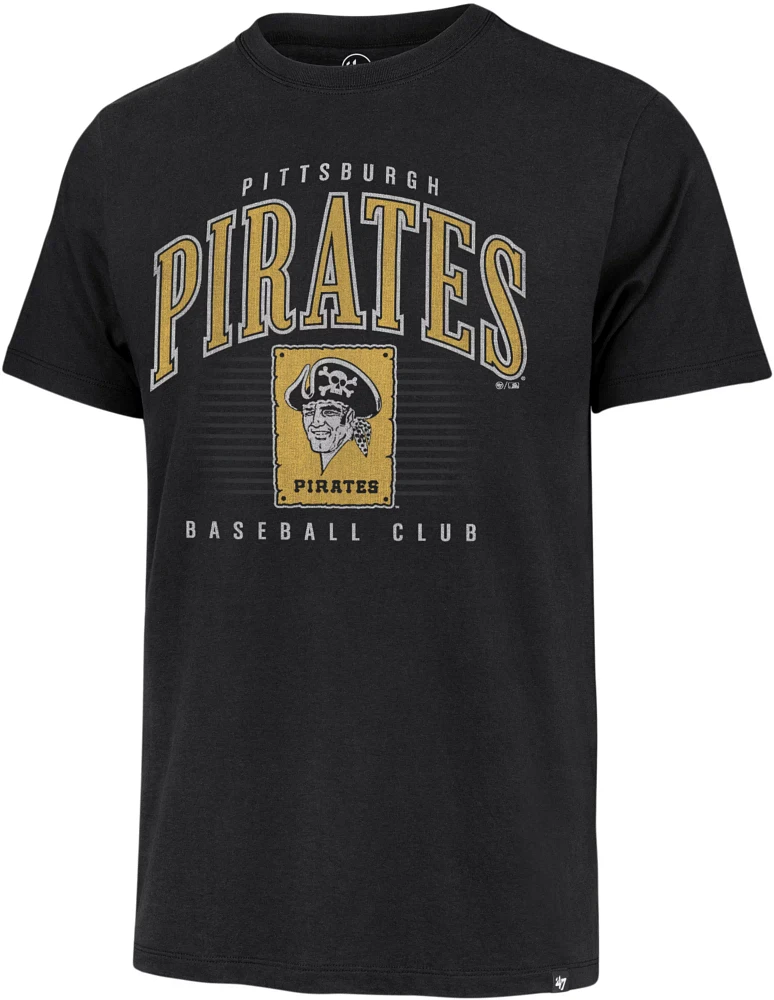 '47 Men's Pittsburgh Pirates Black Double Header Cooperstown Franklin T-Shirt