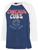 '47 Women's Chicago Cubs Blue Harmony Ava Raglan T-Shirt