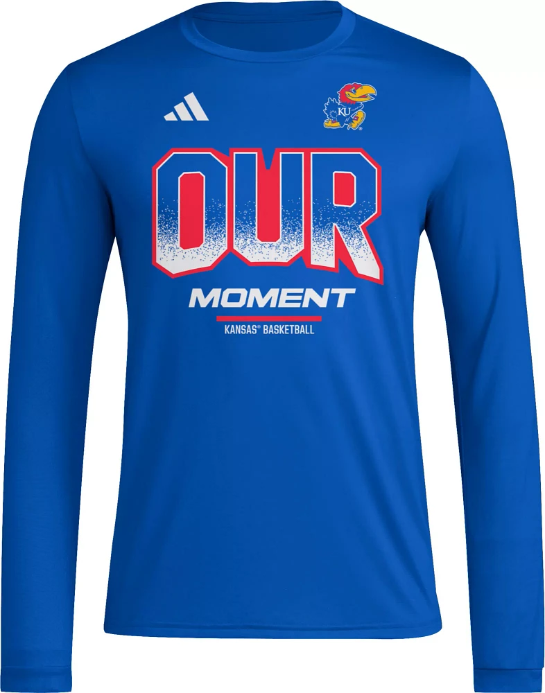 adidas Men's Kansas Jayhawks Royal Basketball Bench Long Sleeve T-Shirt