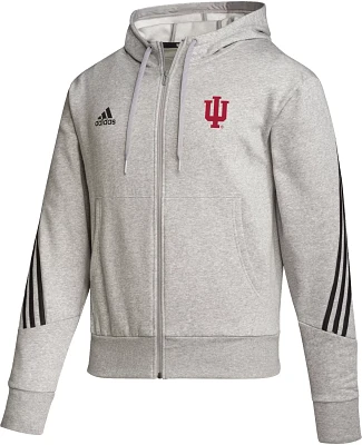 adidas Men's Indiana Hoosiers Heather Grey Fashion Full Zip Hoodie