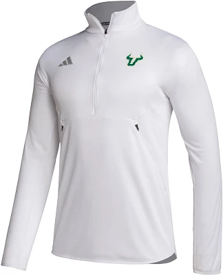 adidas Men's South Florida Bulls White Stadium Knit 1/4 Zip Shirt