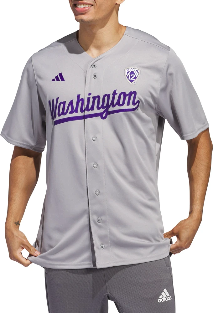 adidas Men's Washington Huskies Grey Replica Baseball Jersey