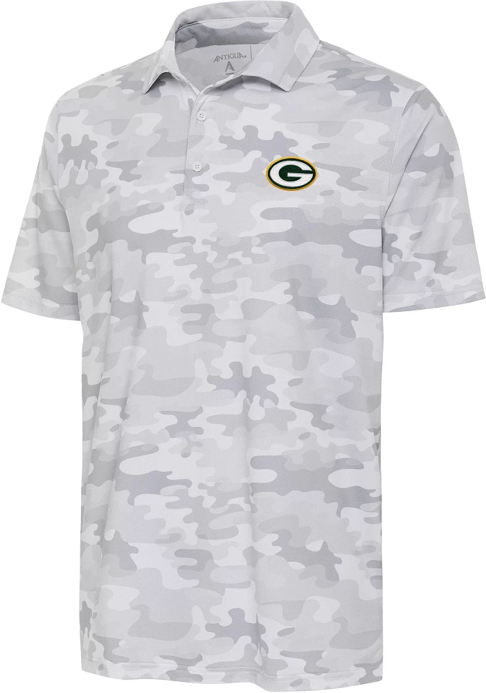 Antigua Men's Green Bay Packers Collide White Camo Polo