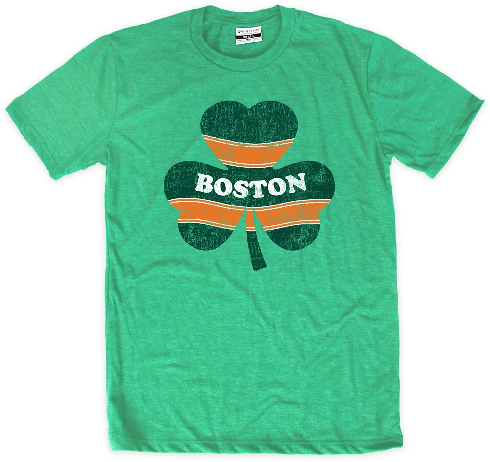 Where I'm From Adult Boston Striped Clover T-Shirt