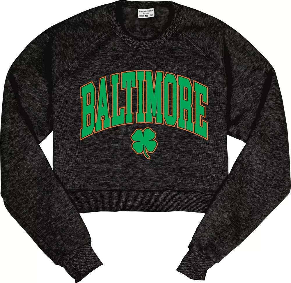 Where I'm From Women's Baltimore Clover Cropped Fleece Crewneck Sweatshirt