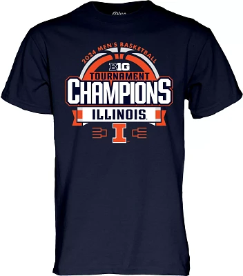 Blue 84 Adult NCAA 2024 Men's Basketball Big 10 Conference Champions Illinois Illini Navy Locker Room T-Shirt