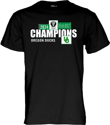 Blue 84 Adult NCAA 2024 Men's Basketball Pac 12 Conference Champions Oregon Ducks Black Locker Room T-Shirt