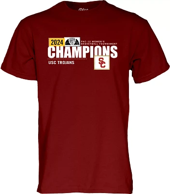 Blue 84 Adult NCAA 2024 Women's Basketball Conference Champions USC Trojans Cardinal Locker Room T-Shirt