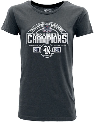 Blue 84 Women's NCAA 2024 Basketball Conference Champions Rice Owls Navy Locker Room T-Shirt