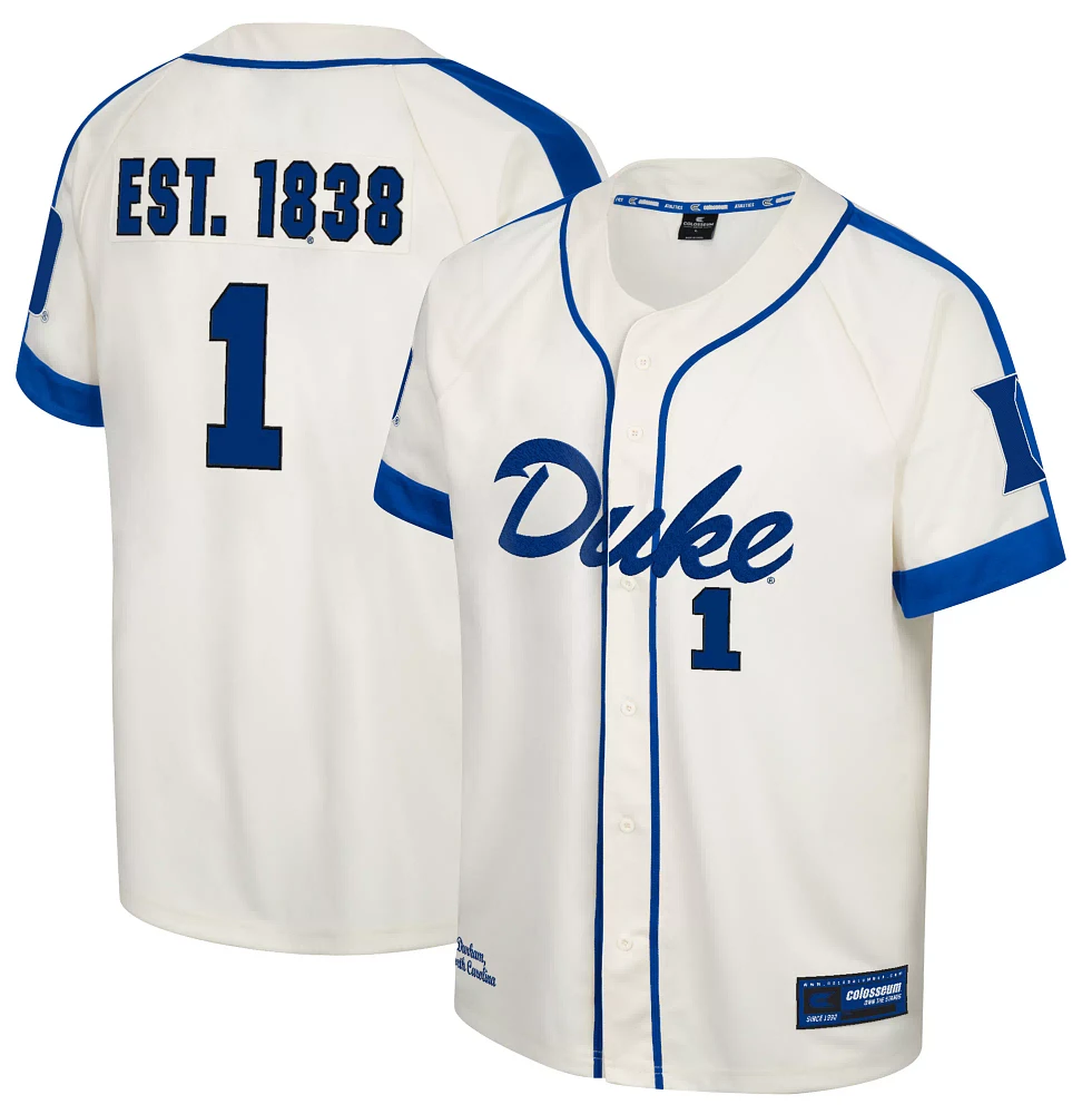 Colosseum Men's Duke Blue Devils Cream Ruth Replica Baseball Jersey