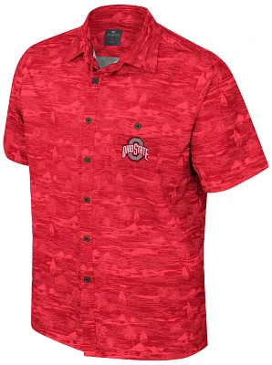 Colosseum Men's Ohio State Buckeyes Scarlet Ozark Camp Button Down Shirt