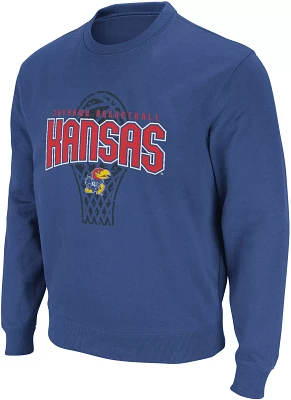 Colosseum Men's Kansas Jayhawks Blue Stadium Crewneck Sweatshirt