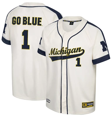 Colosseum Men's Michigan Wolverines Cream Ruth Replica Baseball Jersey