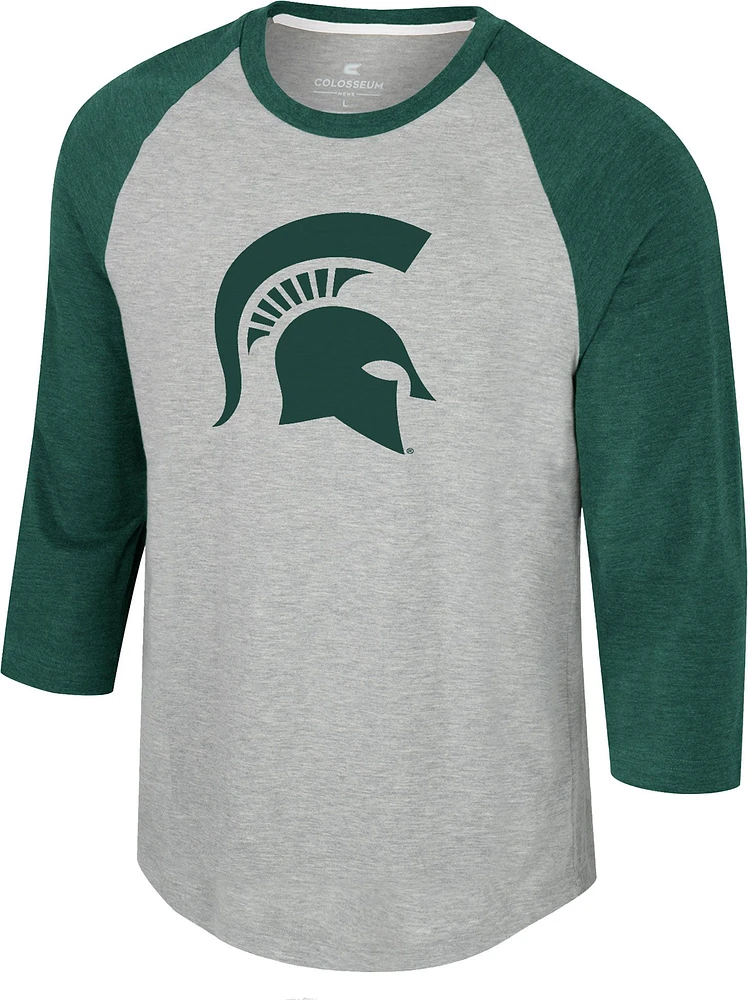 Colosseum Men's Michigan State Spartans Heather Grey Jonah Raglan T-Shirt