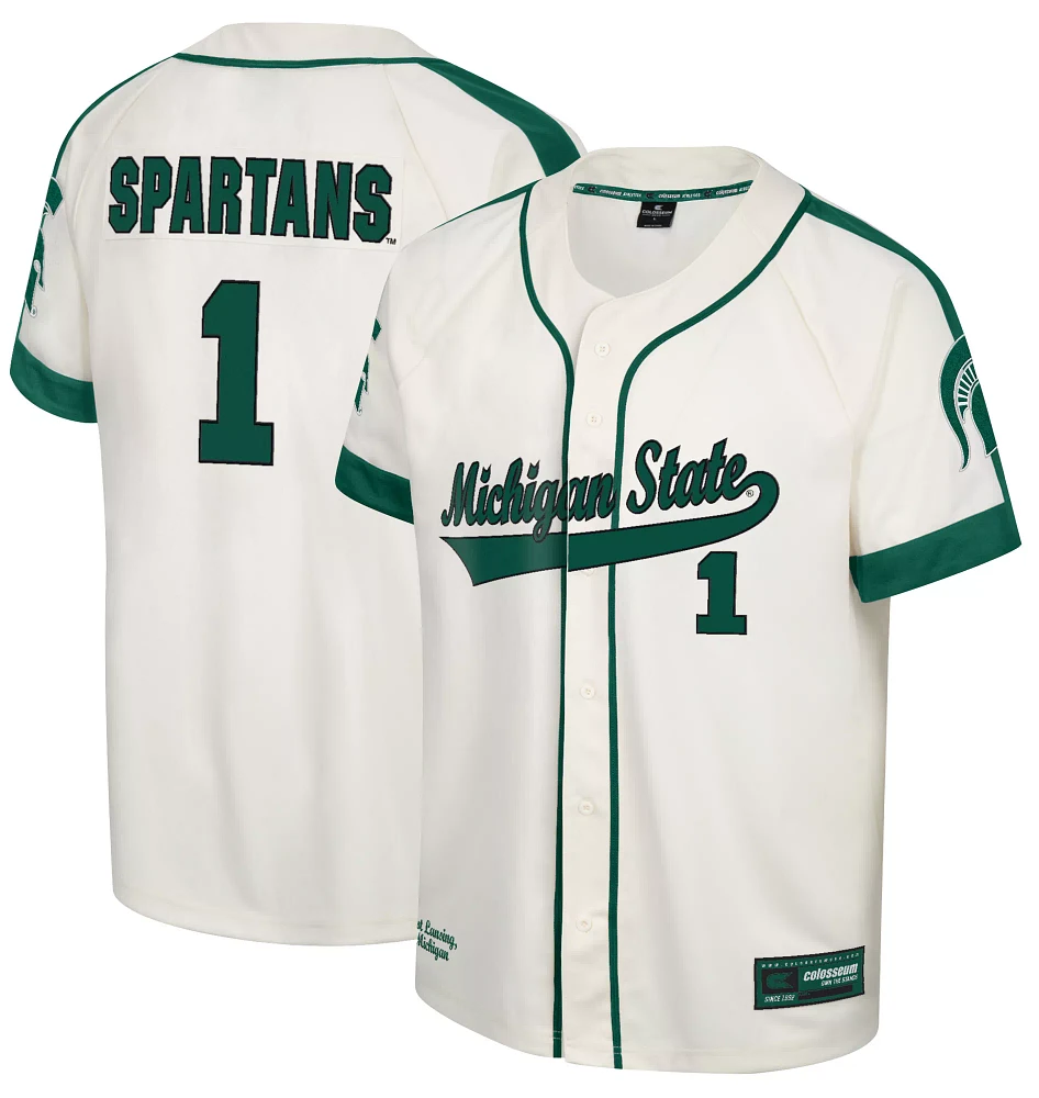 Colosseum Men's Michigan State Spartans Cream Ruth Replica Baseball Jersey