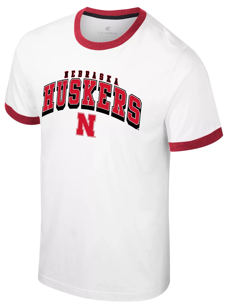 Colosseum Men's Nebraska Cornhuskers White Wyatt Ringer T-Shirt