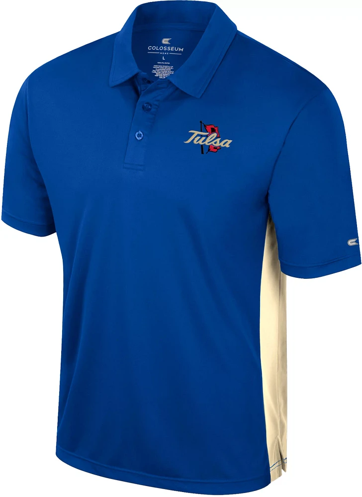 Colosseum Men's Tulsa Golden Hurricane Blue Set Polo