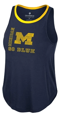 Colosseum Women's Michigan Wolverines Navy Whistle Down Swing Tank Top