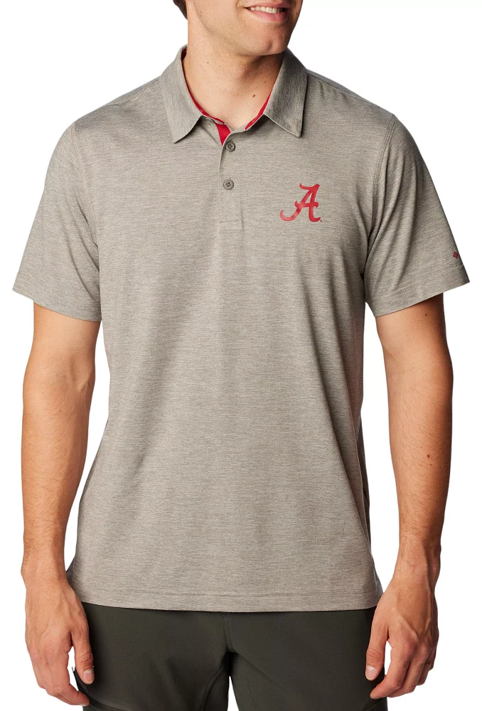 Columbia Men's Alabama Crimson Tide Grey Tech Trail Performance Polo