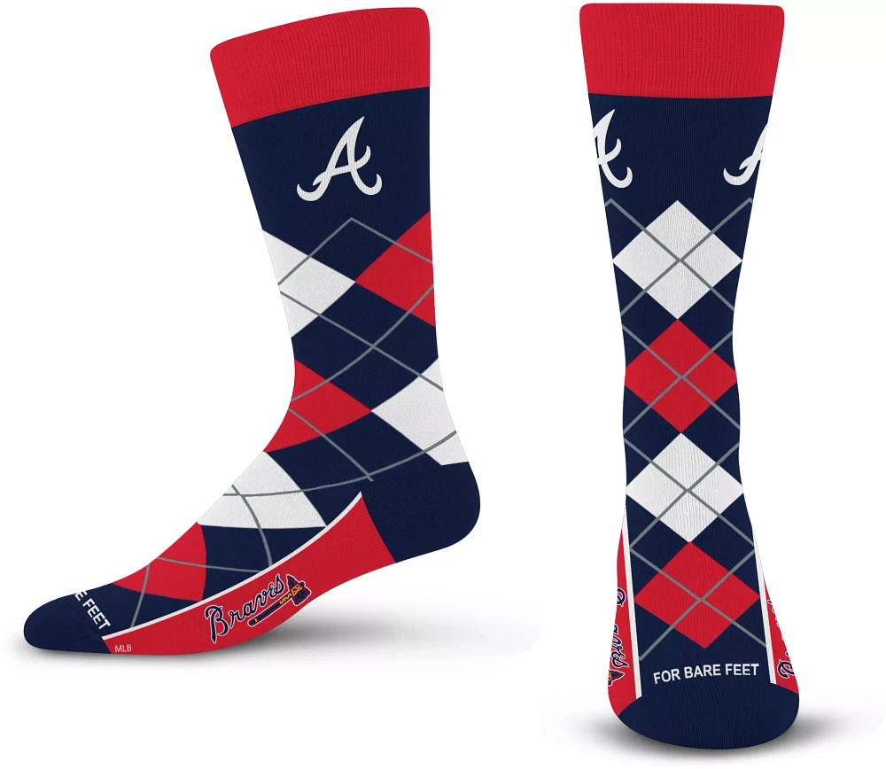 For Bare Feet Atlanta Braves Argyle Socks