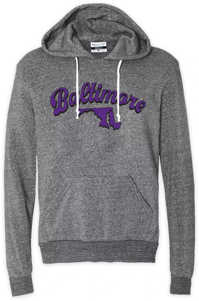 Where I'm From Adult Baltimore Script State Grey Hoodie