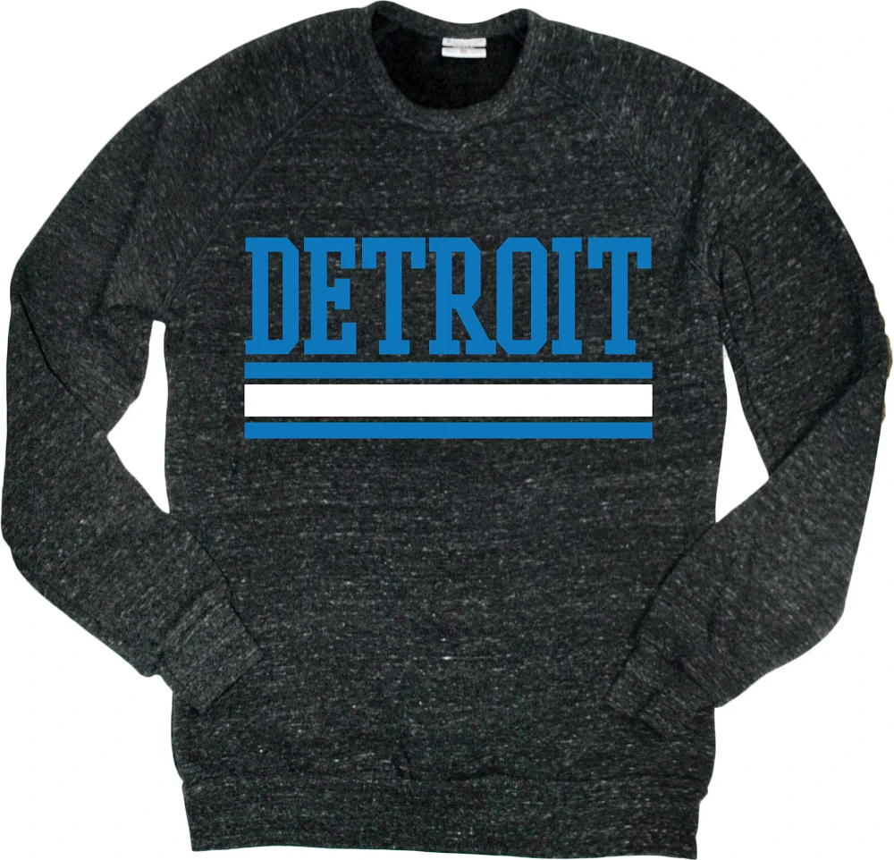 Where I'm From Adult Buffalo City Stripe Black Fleece Crewneck Sweater