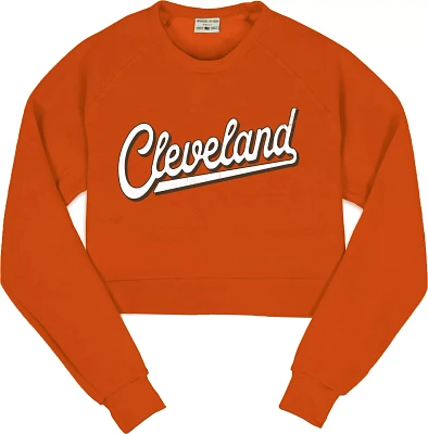 Where I'm From Women's Cleveland City Script Cropped Fleece Sweatshirt