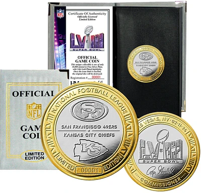Highland Mint 2024 Super Bowl LVIII Bound Kansas City Chiefs vs. San Francisco 49ers Gold and Silver 2-Tone Official Game Coin