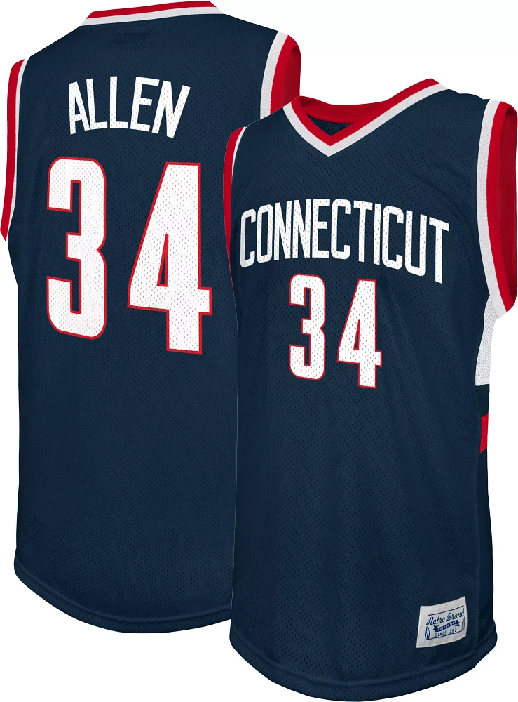 Retro Brand Men's Connecticut Huskies Ray Allen #34 Navy Replica Basketball Jersey