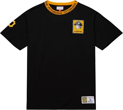 Mitchell & Ness Men's Pittsburgh Pirates Black Jacquard Ringer T-Shirt