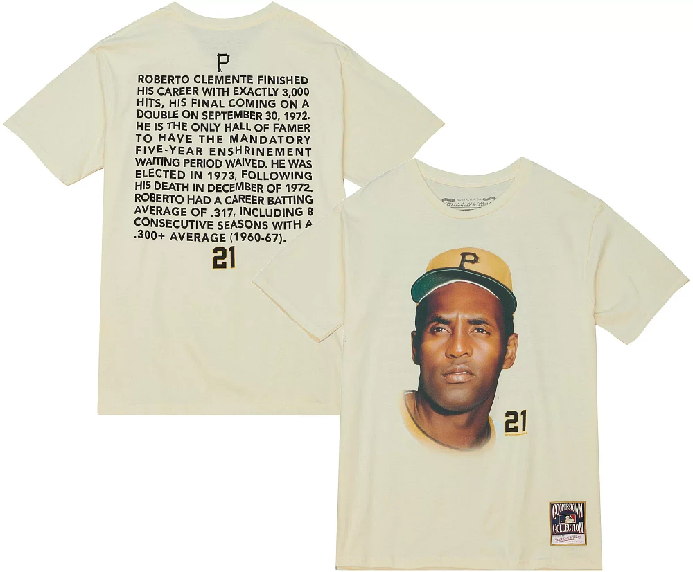 Mitchell & Ness Men's Pittsburgh Pirates Roberto Clemente Cream T-Shirt