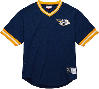 Mitchell & Ness Adult Nashville Predators Blue Mesh V-Neck Jersey