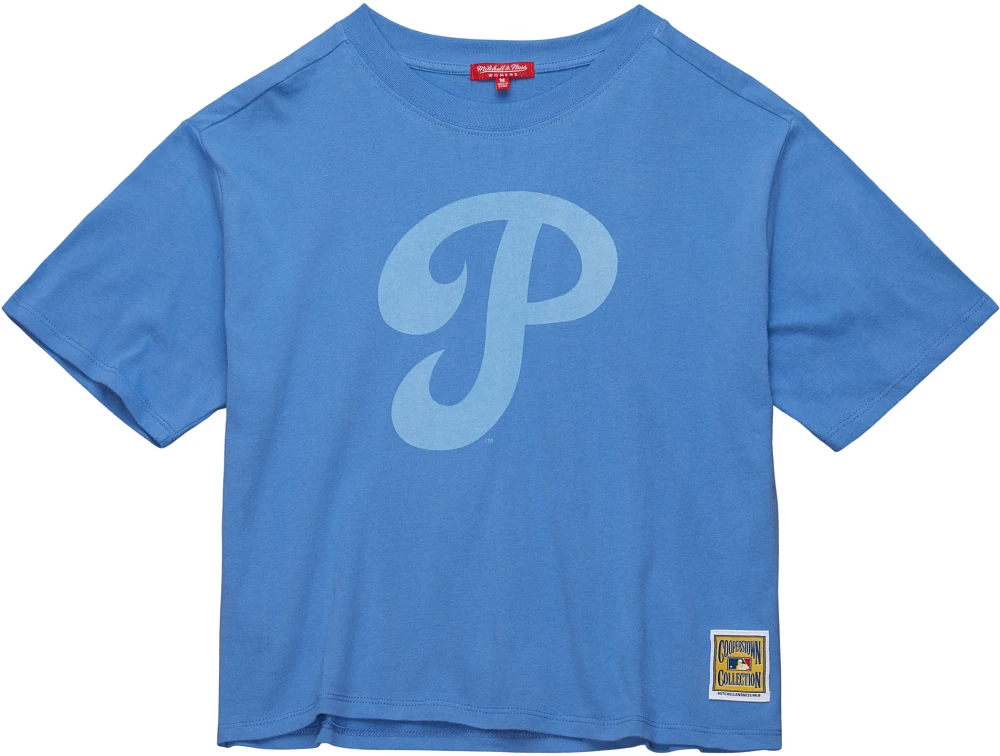 Mitchell & Ness Women's Philadelphia Phillies Blue Cropped Boxy Tee