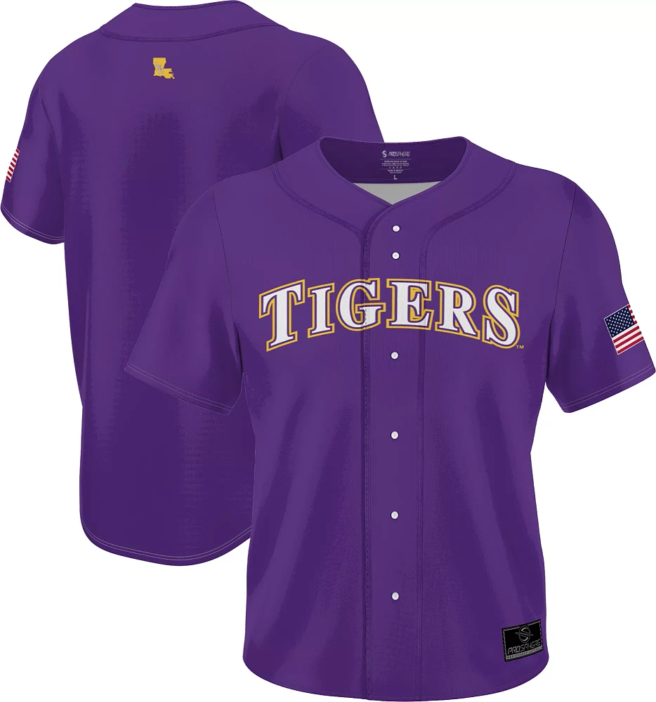 Prosphere Youth LSU Tigers #1Purple Full Button Replica Baseball Jersey