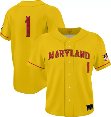 Prosphere Men's Maryland Terrapins #1 Gold Full Button Alternate Baseball Jersey