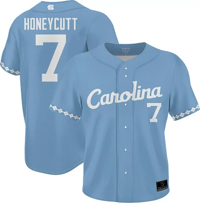 Prosphere Men's North Carolina Tar Heels #7 Blue Vance Honeycutt Full Button Baseball Jersey