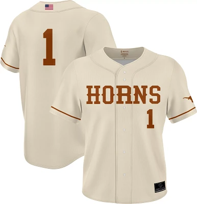 Prosphere Men's Texas Longhorns #1 Crimson Full Button Replica Baseball Jersey