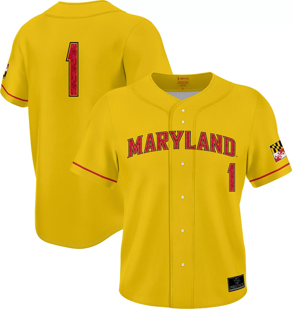 Prosphere Youth Maryland Terrapins #1 Gold Full Button Alternate Baseball Jersey