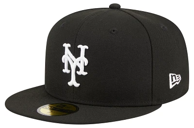 New Era Adult York Mets Black Side Patch Evergreen 59Fifty Fitted Hat