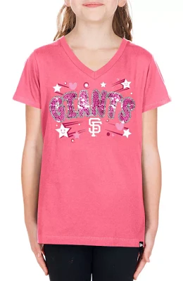 New Era Girls' San Francisco Giants Pink V-Neck T-Shirt